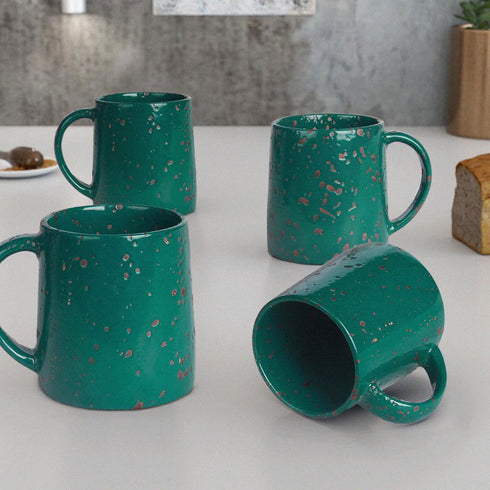 Speckle Green Ceramic Coffee Mug (Set of 4) - The Earth Store - Mug Set